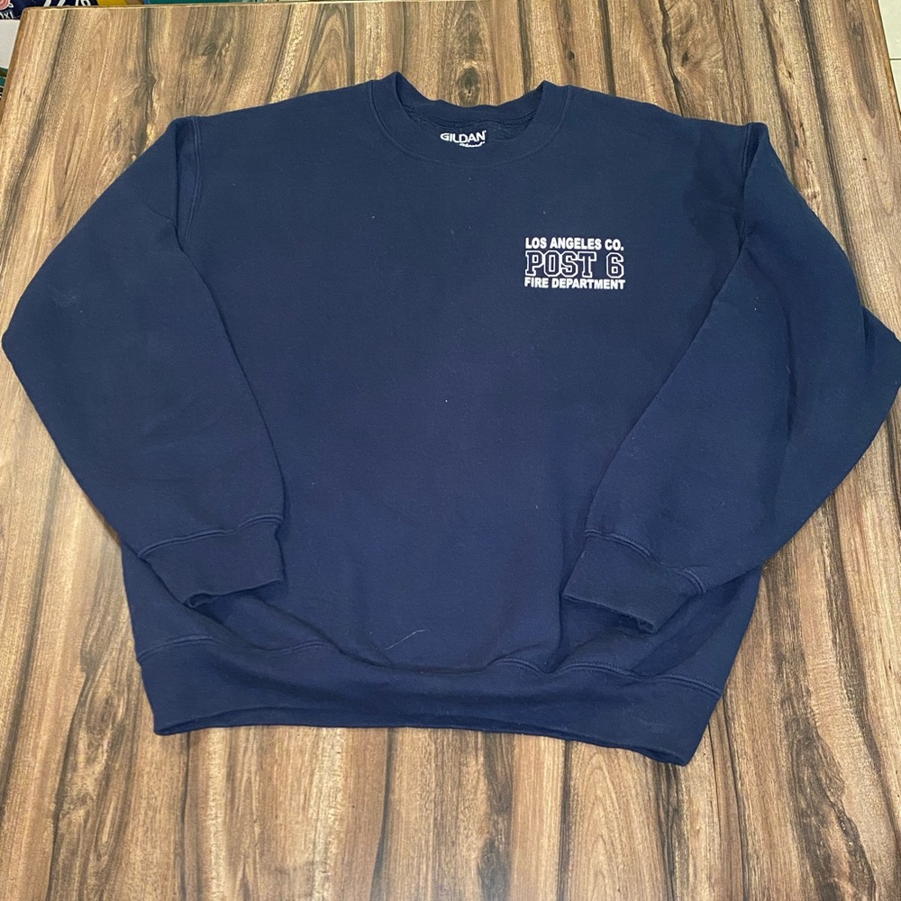 LA Fire Department Navy Gildan DryBlend Crewneck Sweater